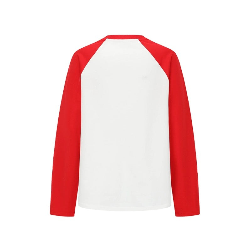 Alexia Sandra Big Bunny Contrast Color Long Sleeve T-Shirt Red