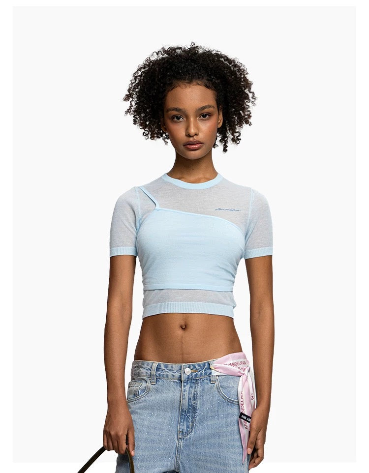 Ann Andelman Blue Knitted Lightweight T-shirt