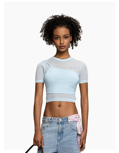 Ann Andelman Blue Knitted Lightweight T-shirt