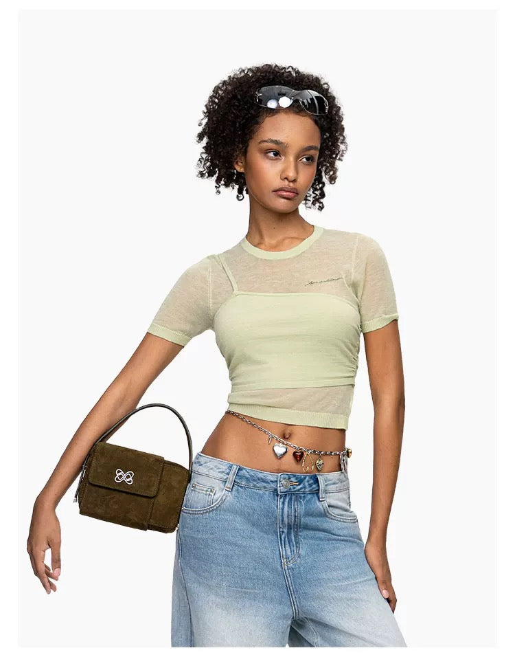 Ann Andelman Green Knitted Lightweight T-shirt