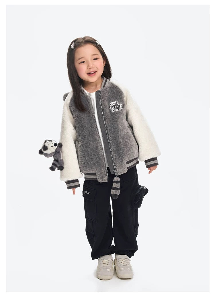 13DE MARZO Raccoon BabyBear Baseball Jacket Grey