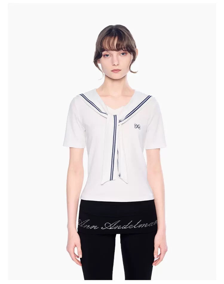 Ann Andelman White Contrast Slim Fit T-shirt