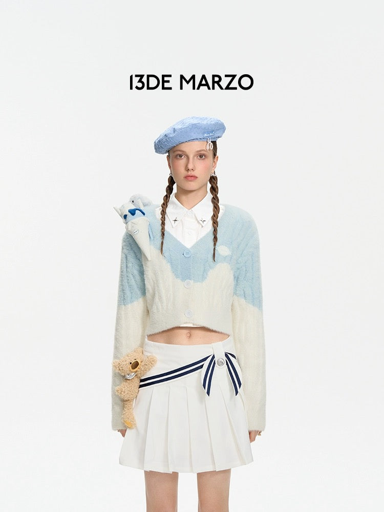13DE MARZO Doozoo Melt Ice-Cream Knit Cardigan Blue