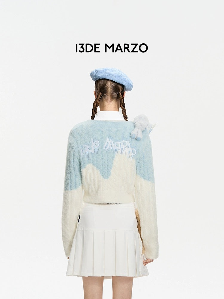 13DE MARZO Doozoo Melt Ice-Cream Knit Cardigan Blue