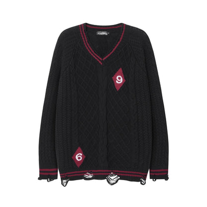 BLUREMO Retro College Versatile V-neck Knitted Sweater