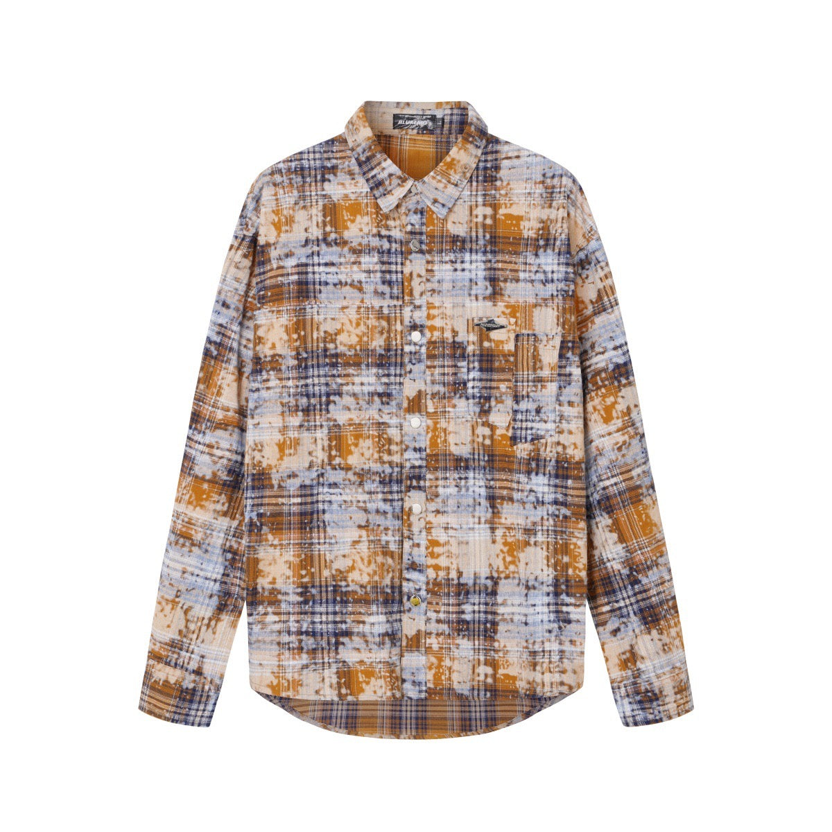 BLUREMO Retro Pocket Plaid Long Sleeve Shirt