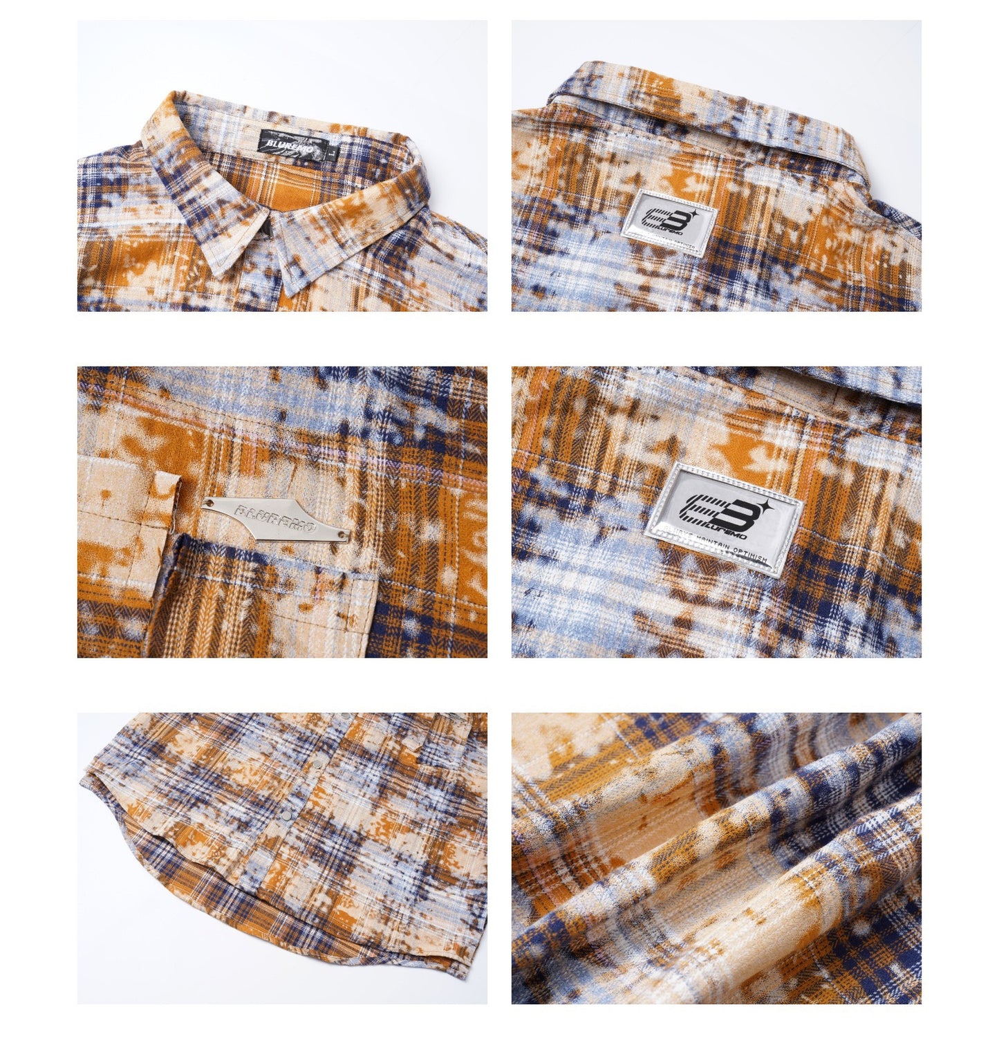 BLUREMO Retro Pocket Plaid Long Sleeve Shirt