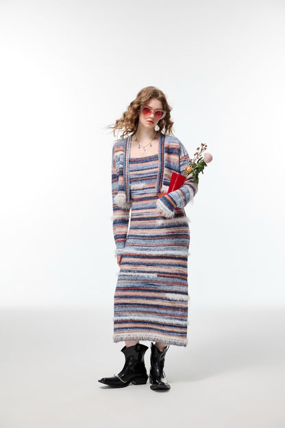 Alexia Sandra Stripe Mohair Knit Long Dress