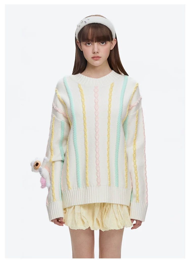 13DE MARZO Unicorn Bear Sweater Beige