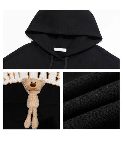 13DE MARZO Bear Big Logo Patch Hoodie Black