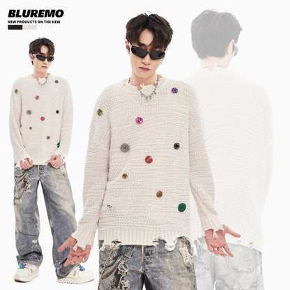 BLUREMO Street Style Yarn Pin Knitted Sweater