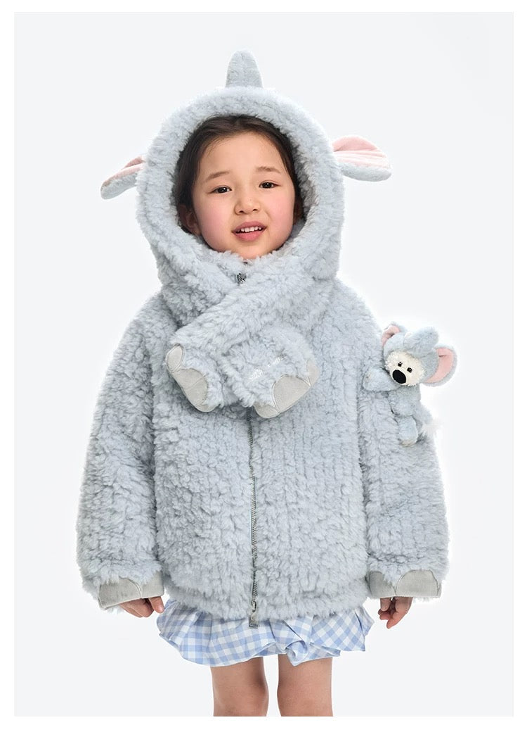 13DE MARZO Elephant BabyBear Scarf Jacket Blue