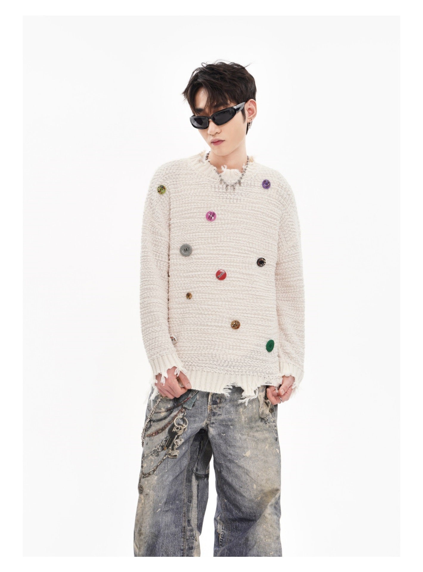 BLUREMO Street Style Yarn Pin Knitted Sweater