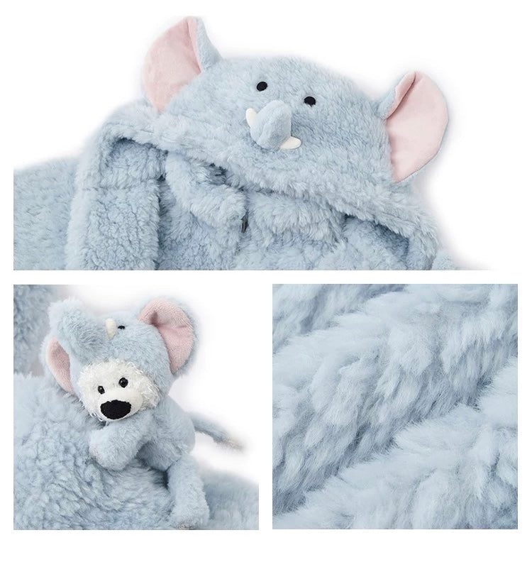 13DE MARZO Elephant BabyBear Scarf Jacket Blue