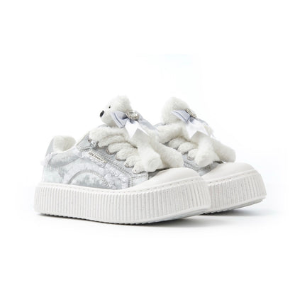 13DE MARZO Bear Lace Biscuits Sneakers Silver