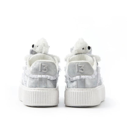 13DE MARZO Bear Lace Biscuits Sneakers Silver