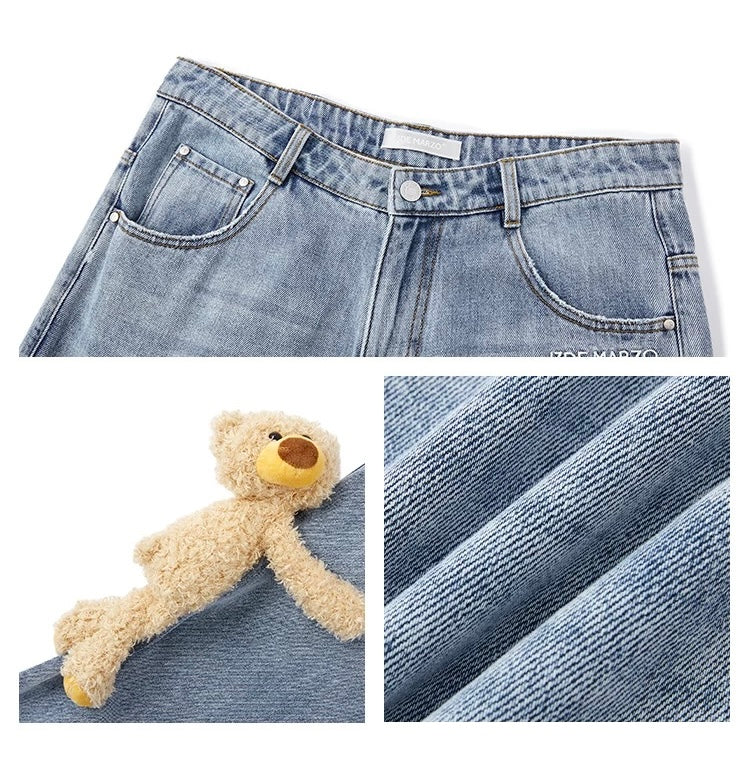 13DE MARZO Bear Base Washed Jeans Blue