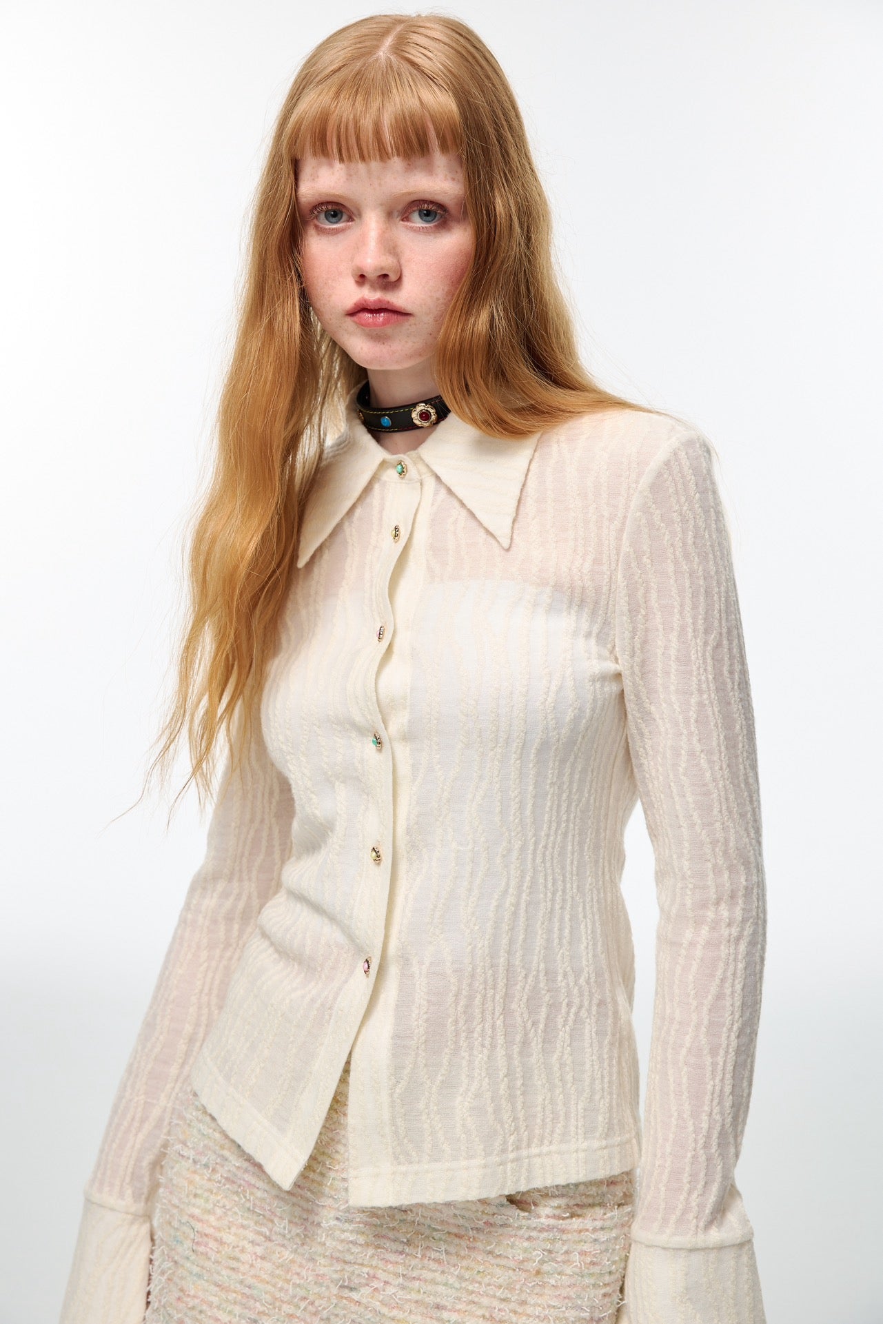 Alexia Sandra Embroidered Knitted Long Sleeve Shirt