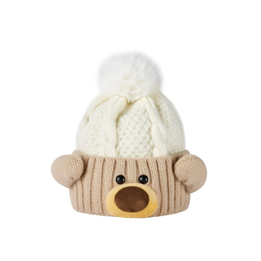 13DE MARZO Bear Snowball Beanie Beige