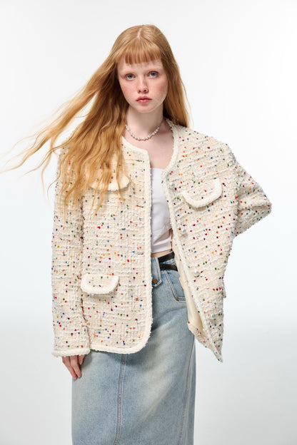 Alexia Sandra Rainbow Sprinkle Dots Tweed Jacket