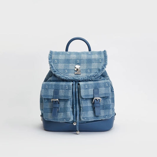 Tagi Imagine Denim Check Pattern Backpack