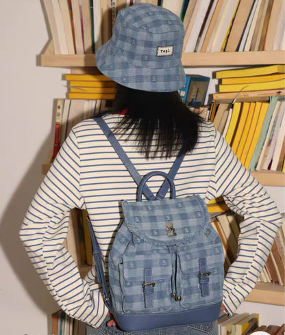 Tagi Imagine Denim Check Pattern Backpack