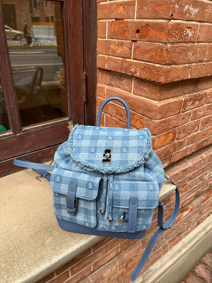 Tagi Imagine Denim Check Pattern Backpack