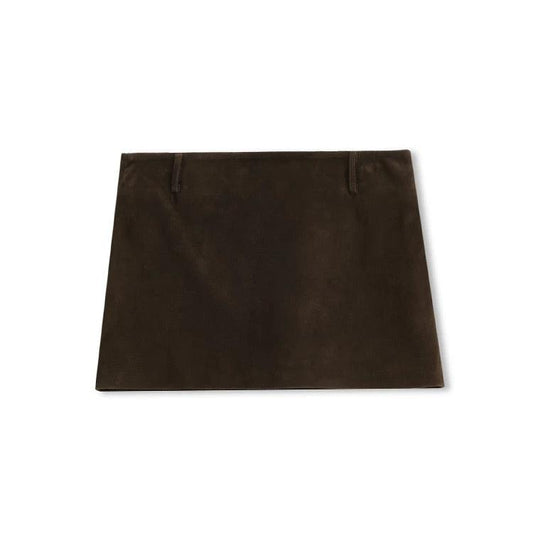 Concise-White Suede Short Skirt Chestnut