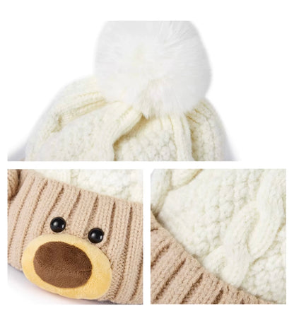 13DE MARZO Bear Snowball Beanie Beige