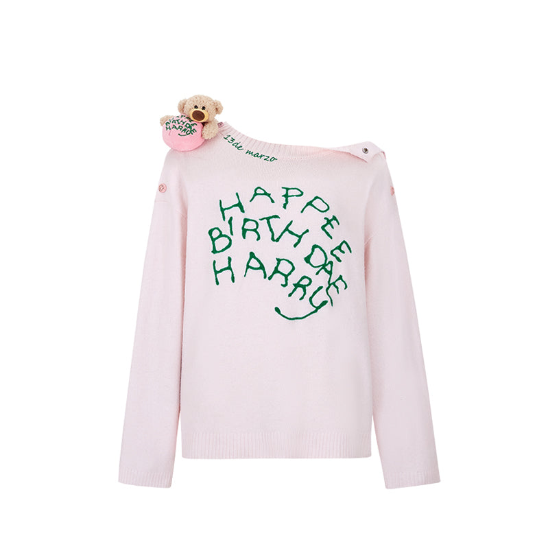 Harry Potter × 13DE MARZO Rubeus Hagrid Birthday Cake Sweater Pink