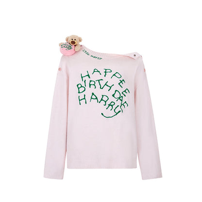 Harry Potter × 13DE MARZO Rubeus Hagrid Birthday Cake Sweater Pink