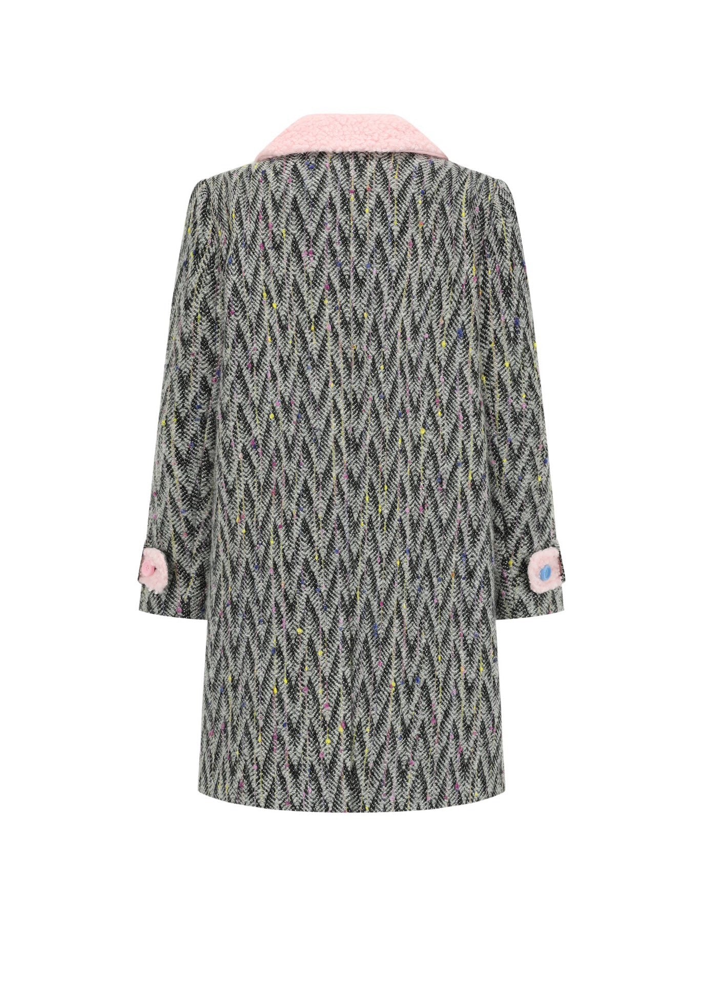 Alexia Sandra Detachable Contrast Color Pom-Pom Wool Coat