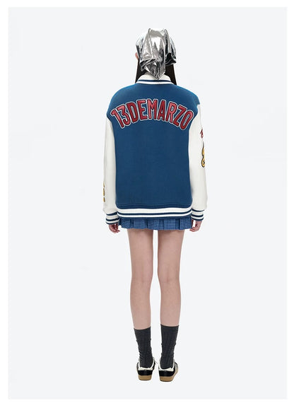 13DE MARZO Doozoo Retro Instruments Baseball Jacket Blue