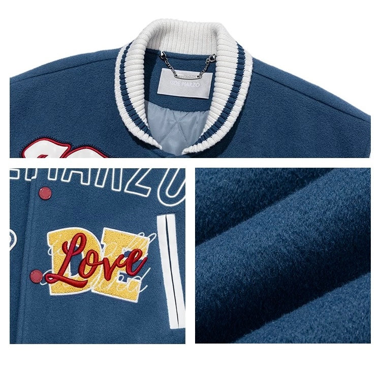 13DE MARZO Doozoo Retro Instruments Baseball Jacket Blue