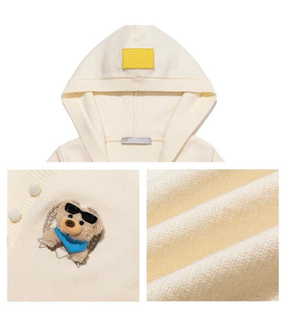 13DE MARZO Bear Knit Fit Hoodie Beige