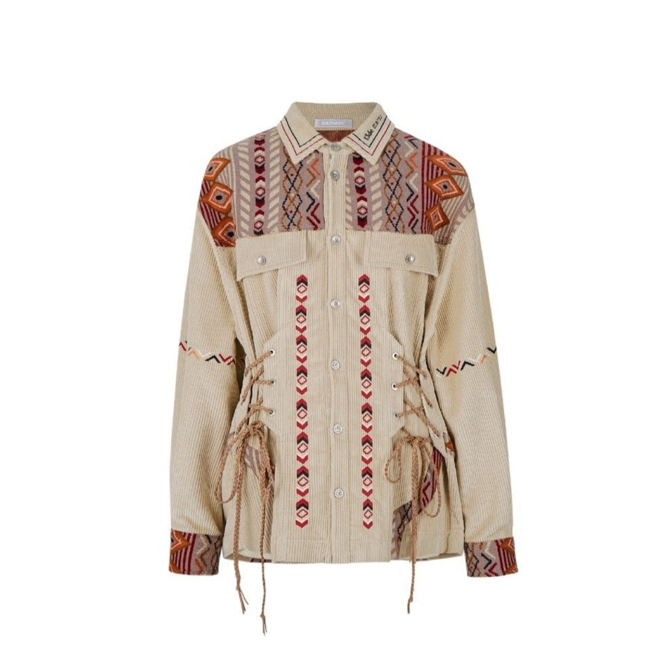 13DE MARZO Tribe Hunting Totem Coat Beige