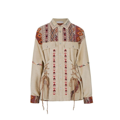 13DE MARZO Tribe Hunting Totem Coat Beige