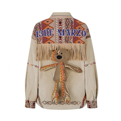 13DE MARZO Tribe Hunting Totem Coat Beige