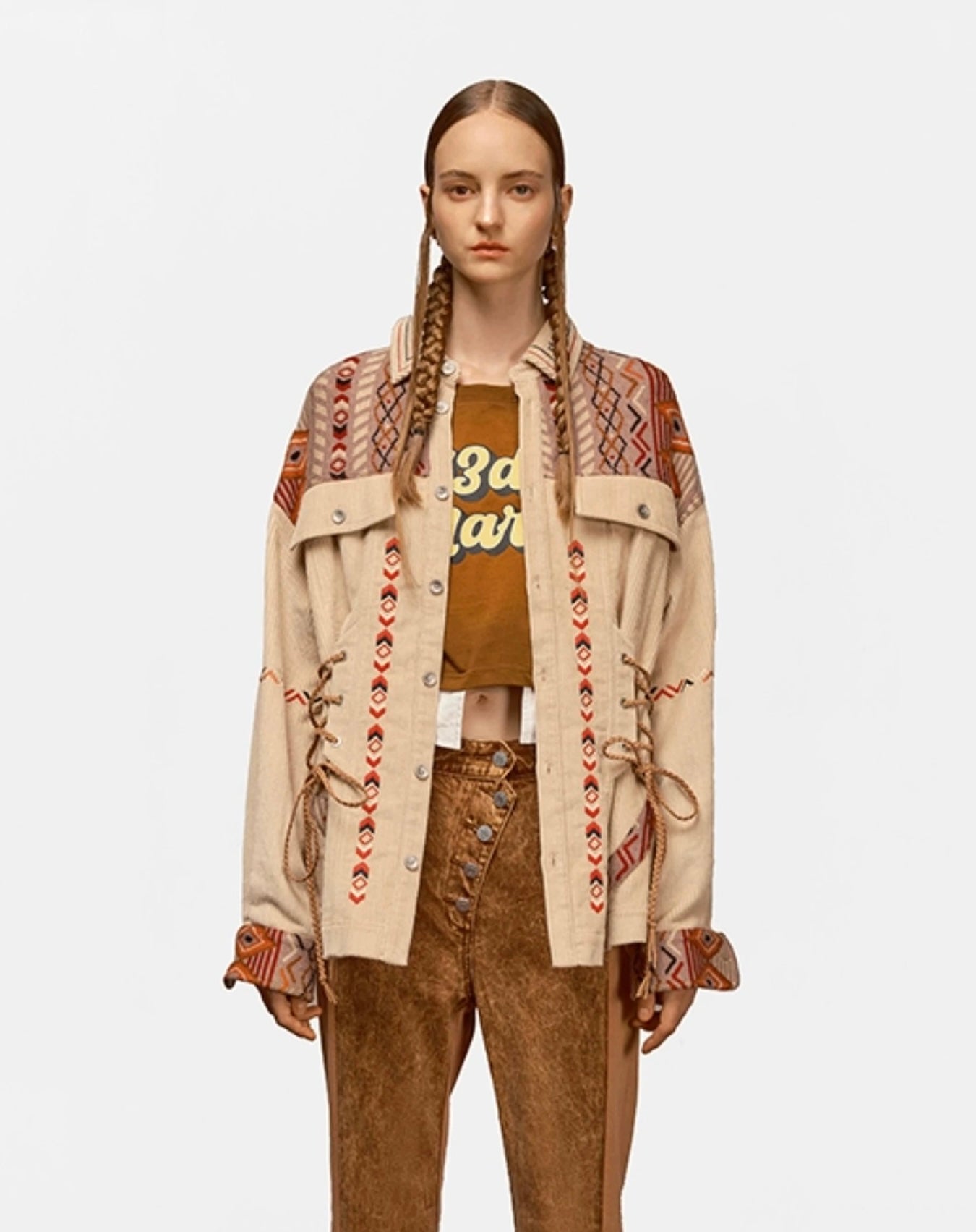 13DE MARZO Tribe Hunting Totem Coat Beige