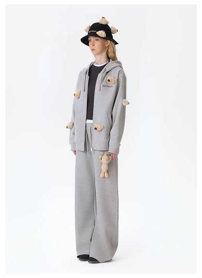 13DE MARZO Doozoo Full Zipper Hoodie Grey