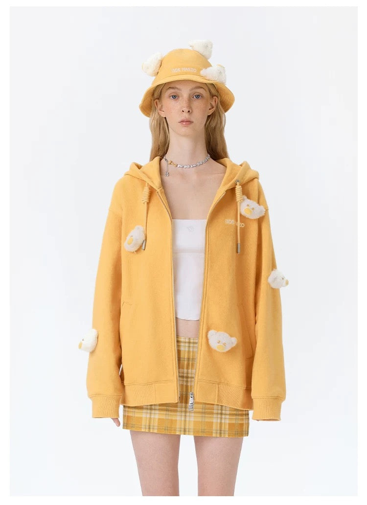 13DE MARZO Doozoo Full Zipper Hoodie Yellow