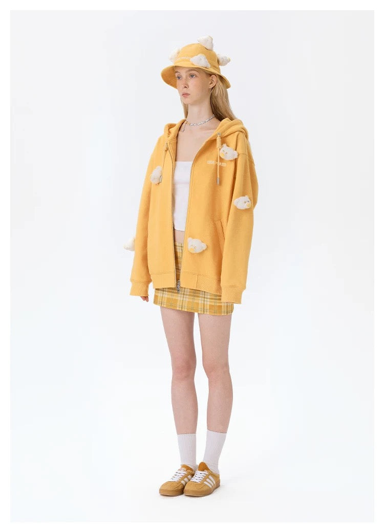 13DE MARZO Doozoo Full Zipper Hoodie Yellow