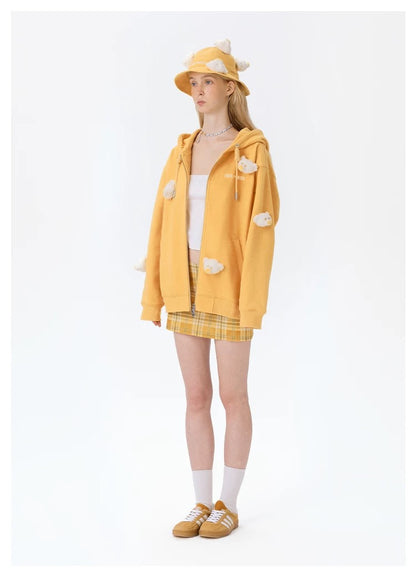 13DE MARZO Doozoo Full Zipper Hoodie Yellow