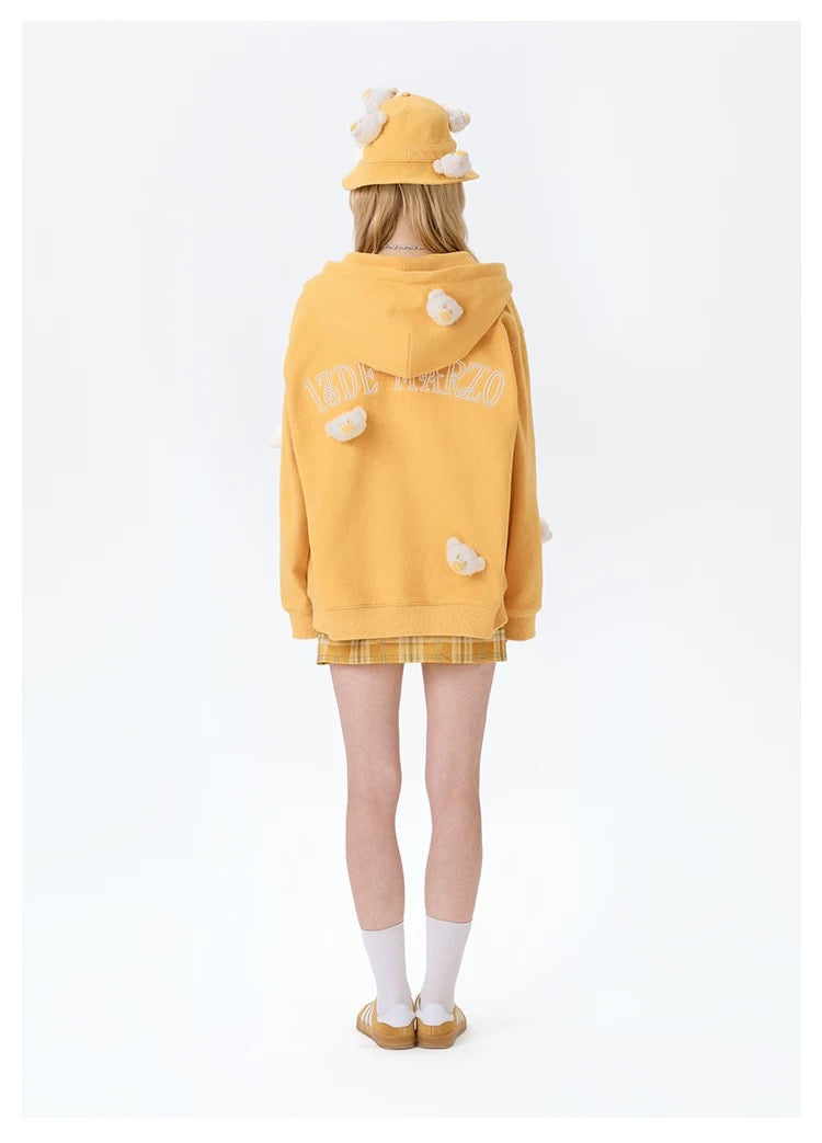 13DE MARZO Doozoo Full Zipper Hoodie Yellow