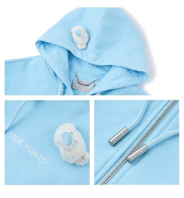 13DE MARZO Doozoo Full Zipper Hoodie Blue
