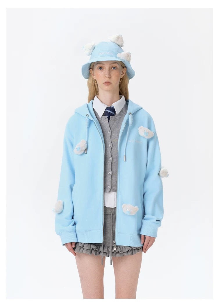 13DE MARZO Doozoo Full Zipper Hoodie Blue