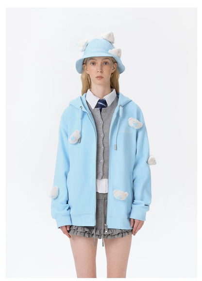 13DE MARZO Doozoo Full Zipper Hoodie Blue