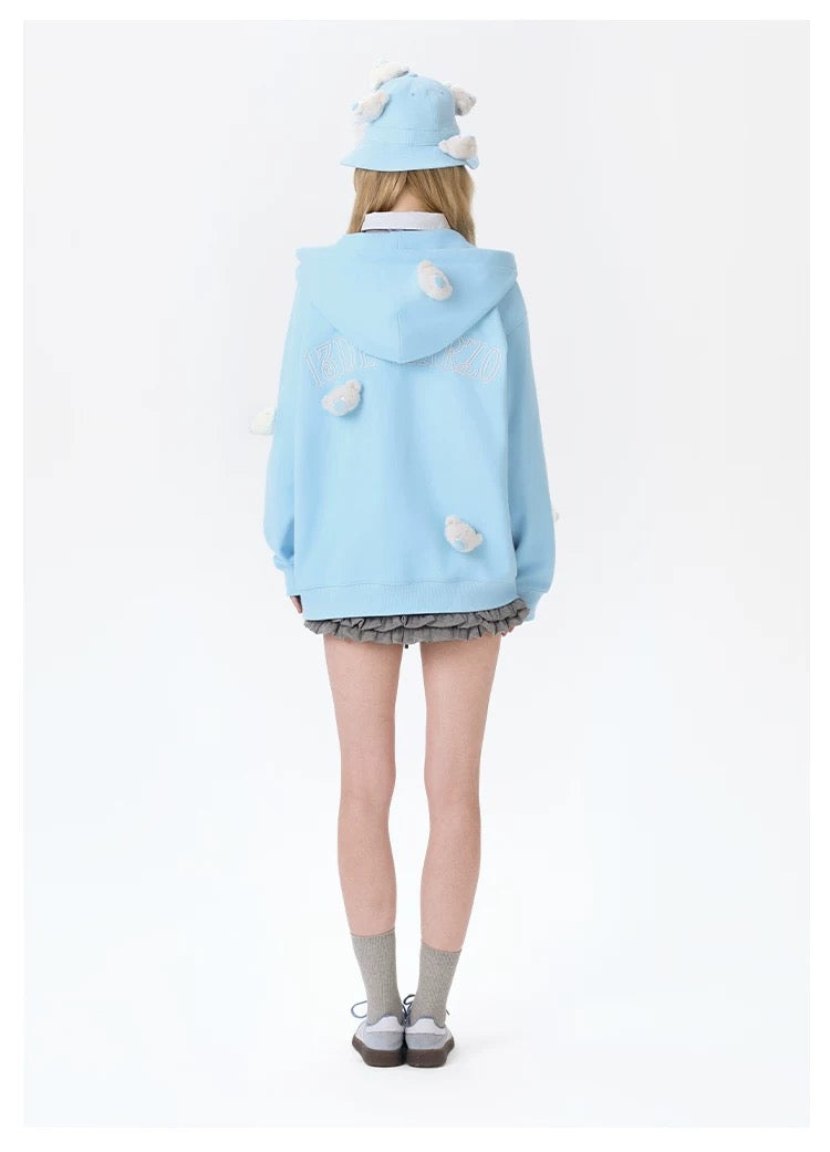 13DE MARZO Doozoo Full Zipper Hoodie Blue