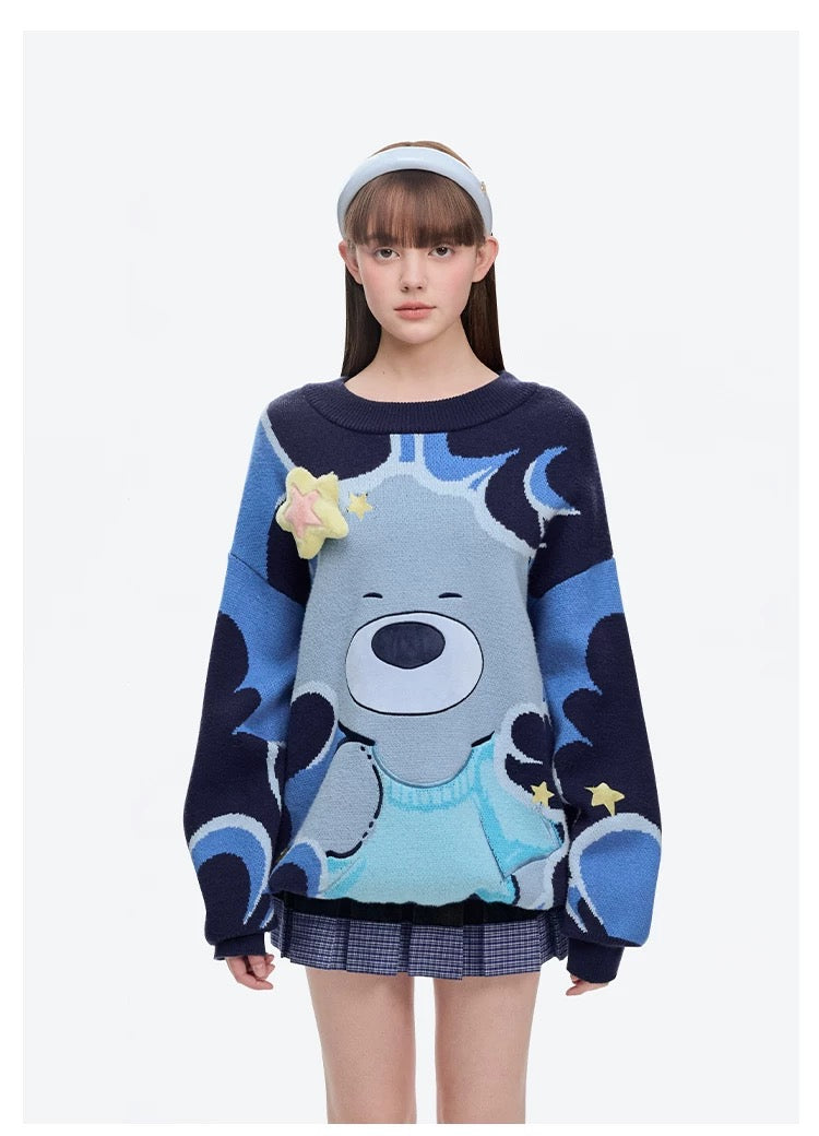 13DE MARZO Doozoo Day and Night Sweater Navy Blue