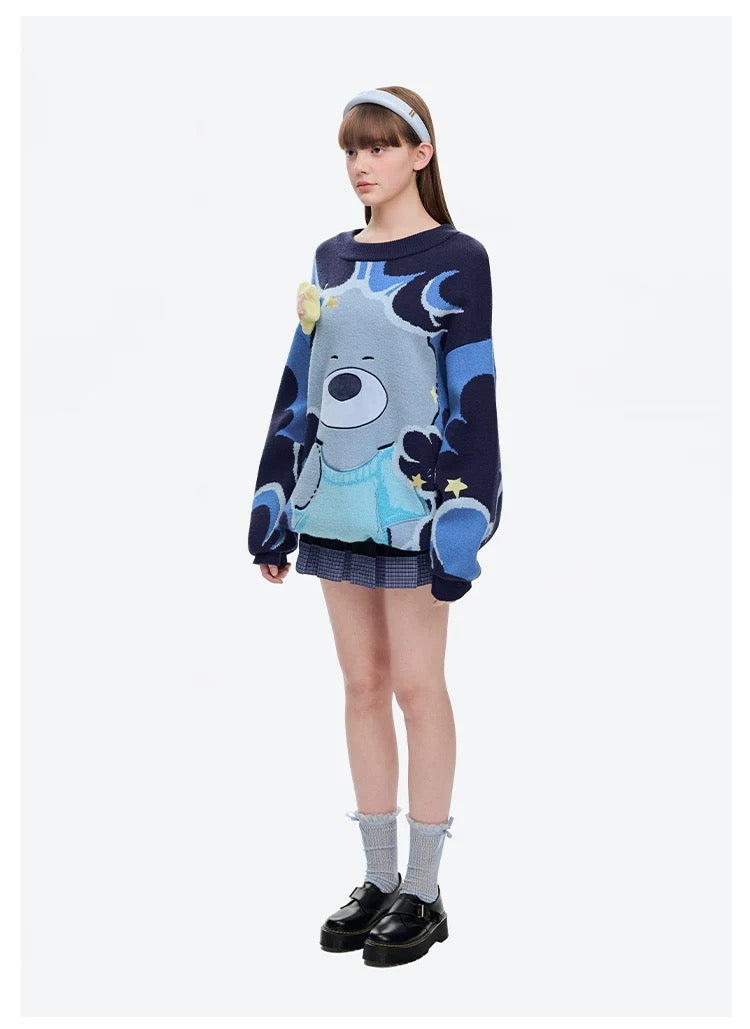 13DE MARZO Doozoo Day and Night Sweater Navy Blue